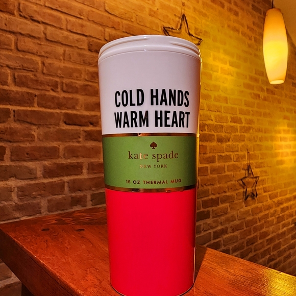 Kate Spade New York Cold Hands Warm Heart Thermal Mug 16oz Red Pink - Brand New! - Picture 6 of 7